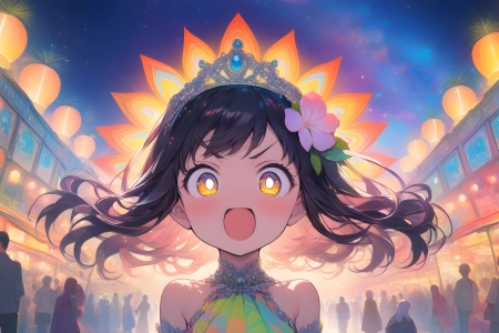 灯笼 张嘴 动漫女孩 AI艺术 电脑壁纸 4K壁纸 5376x3072