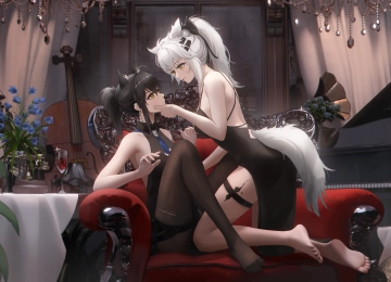 动漫女孩 大提琴 乐器 花 茶 明日方舟  电脑壁纸 4K壁纸  5000x2800