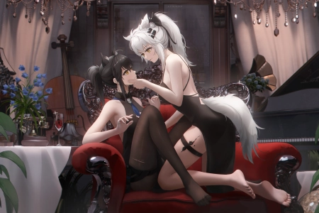动漫女孩 大提琴 乐器 花 茶 明日方舟  电脑壁纸 4K壁纸 5000x2800