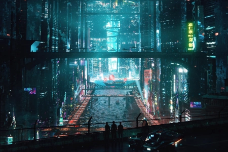 霓虹灯 未来主义 夜间 AI艺术  电脑壁纸 4K壁纸 3840x2160