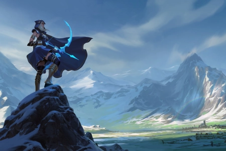 英雄联盟 剑 弓箭 披风 雪山 4K壁纸 3840x2160