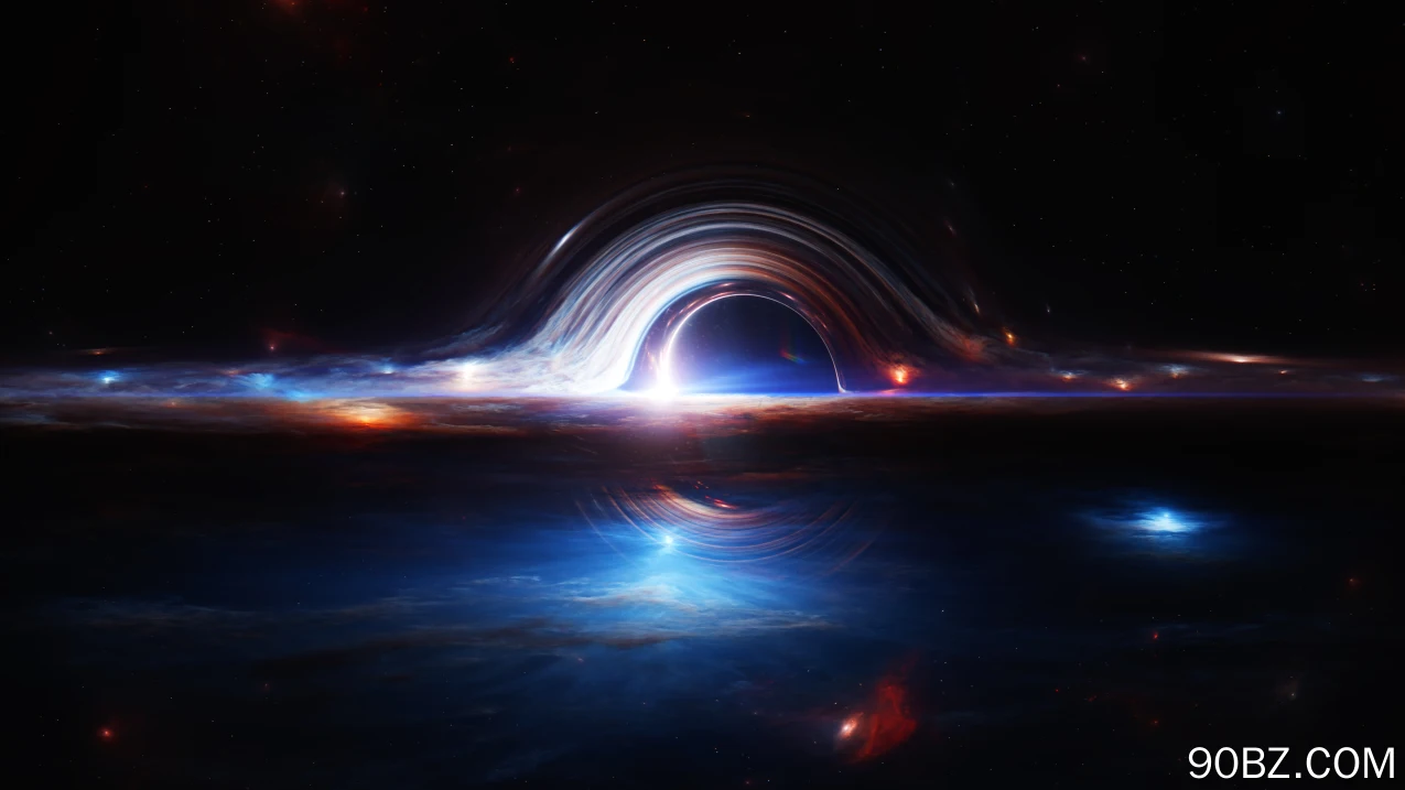 AI艺术 图片 插图 科幻 空间 空间艺术 黑洞 事件视界 星星 极简主义 简单背景  电脑壁纸 4K壁纸