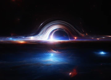 AI艺术 图片 插图 科幻 空间 空间艺术 黑洞 事件视界 星星 极简主义 简单背景  电脑壁纸 4K壁纸  3840x2160
