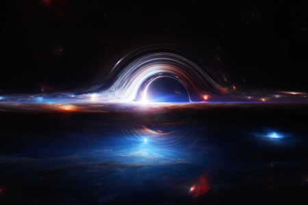 AI艺术 图片 插图 科幻 空间 空间艺术 黑洞 事件视界 星星 极简主义 简单背景  电脑壁纸 4K壁纸 3840x2160