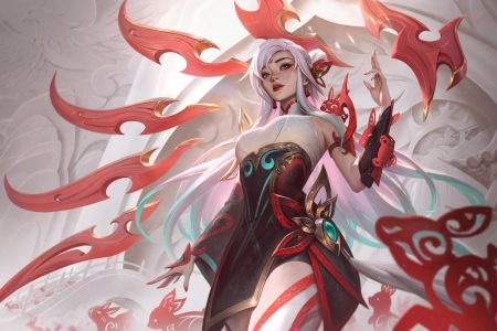 电子游戏 英雄联盟 白发 绿眼睛 4K壁纸 5000x2950