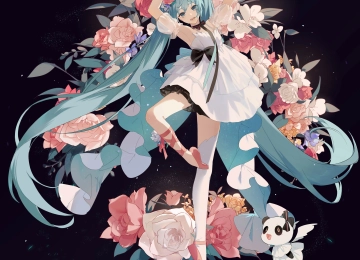 长发 动漫 女孩 花 连衣裙 手机壁纸 4K壁纸  4092x5787
