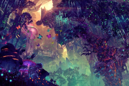 AI艺术 风景 城市 发光 科幻 奇幻艺术  电脑壁纸 4K壁纸 4200x2400