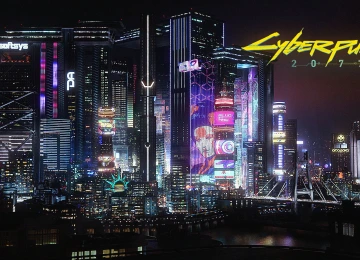 赛博朋克 电子游戏 城市 夜晚 城市灯光 霓虹灯 桥梁 4K壁纸  3840x2160