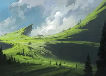田野 树木 AI艺术 绘画  电脑壁纸 4K壁纸  3840x2160