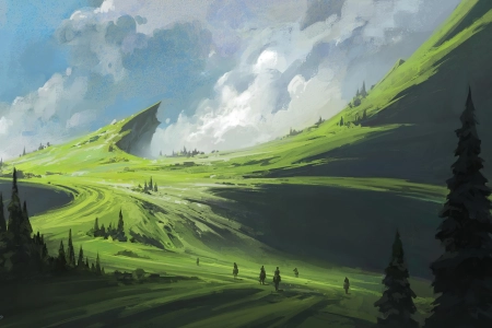 田野 树木 AI艺术 绘画  电脑壁纸 4K壁纸 3840x2160