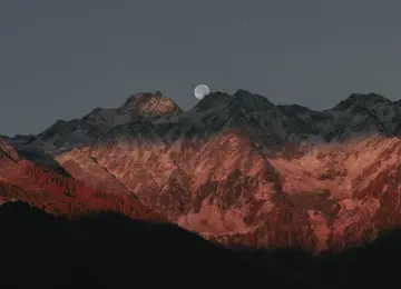 月亮 风景 山脉 黄昏 自然 天空  电脑壁纸 4K壁纸  5000x3333