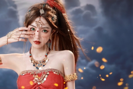 长发 亚洲人 女性 项链 珠宝  电脑壁纸 4K壁纸 3840x2160
