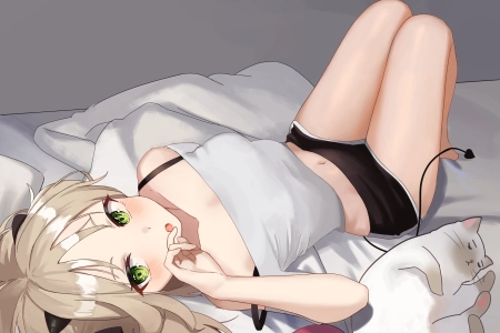 恶魔 女孩 动漫 图片 猫 4K壁纸 4026x3131