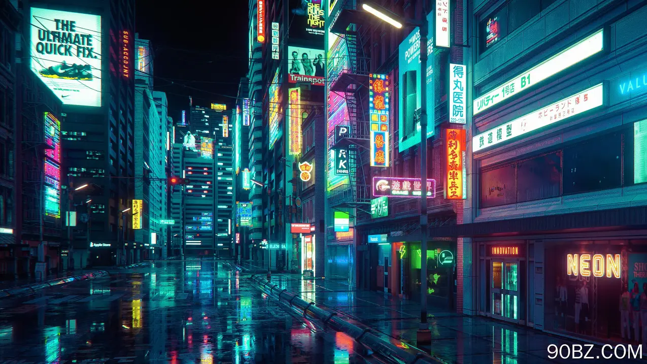 城市 建筑 街道 夜晚 赛博朋克  电脑壁纸 4K壁纸