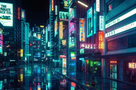 城市 建筑 街道 夜晚 赛博朋克  电脑壁纸 4K壁纸 3840x2160
