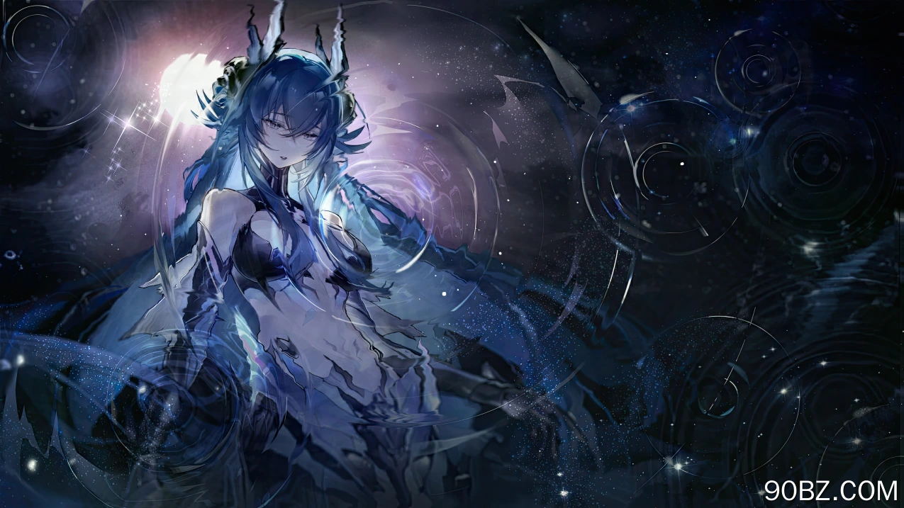 长发 肚子 动漫 女孩 水 明星 涟漪 4K壁纸