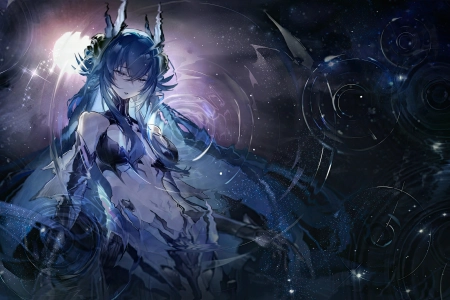 长发 肚子 动漫 女孩 水 明星 涟漪 4K壁纸 3840x2160