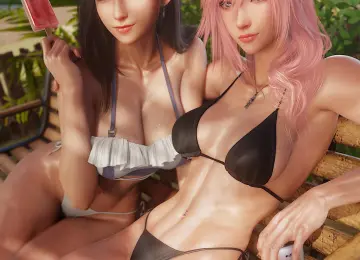蒂法·洛克哈特，克莱尔·法隆，最终幻想，电子游戏，游戏女角色，CGI，数字艺术，粉丝艺术，里亚妮艺术，比基尼，泳装  2700x4000