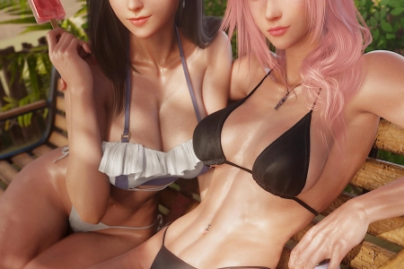 蒂法·洛克哈特，克莱尔·法隆，最终幻想，电子游戏，游戏女角色，CGI，数字艺术，粉丝艺术，里亚妮艺术，比基尼，泳装 2700x4000