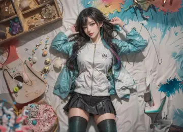  躺下 躺在背上 妇女 多色头发 长发 丝袜 电脑壁纸 4K壁纸  4552x2560