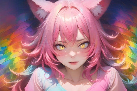 猫女孩 粉色 动漫女孩 电脑壁纸 4K壁纸 5376x3072