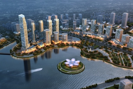 建筑 摩天大楼 城市 城市景观 水 岛屿 电脑壁纸 4K壁纸 5614x2864