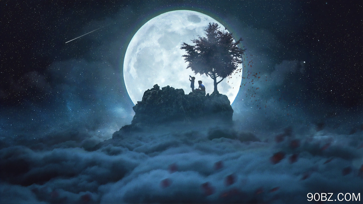 夜晚 星星 繁星之夜 风景 天空 天空 月亮 月光 电脑壁纸 4K壁纸
