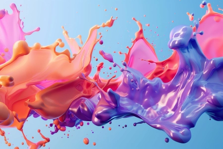 油漆飞溅 橙色 蓝色液体 电脑壁纸 4K壁纸 5824x3264