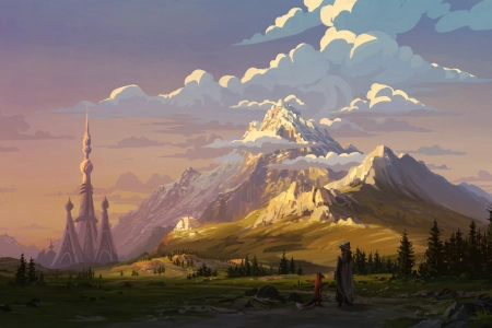 风景 塔 山 云 雾 森林 帽子 斗篷  电脑壁纸 4K壁纸 3840x2160