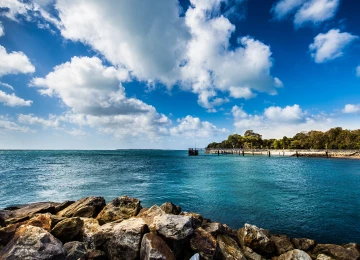 风景 海洋 海岸 海滩 码头 天空 地平线 云 户外  电脑壁纸 4K壁纸  3840x2160