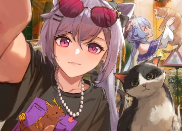 动漫 动漫女孩 猫  电脑壁纸 4K壁纸  4047x3062