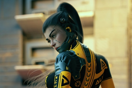 AI艺术 科幻小说 半机械人 艺术状态 4K壁纸 5120x2880