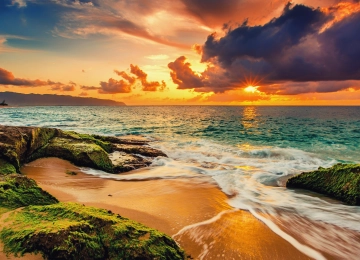 风景 自然 云 天空 日落 全景 阳光 海滩 长廊 海洋  电脑壁纸 4K壁纸  3840x2160