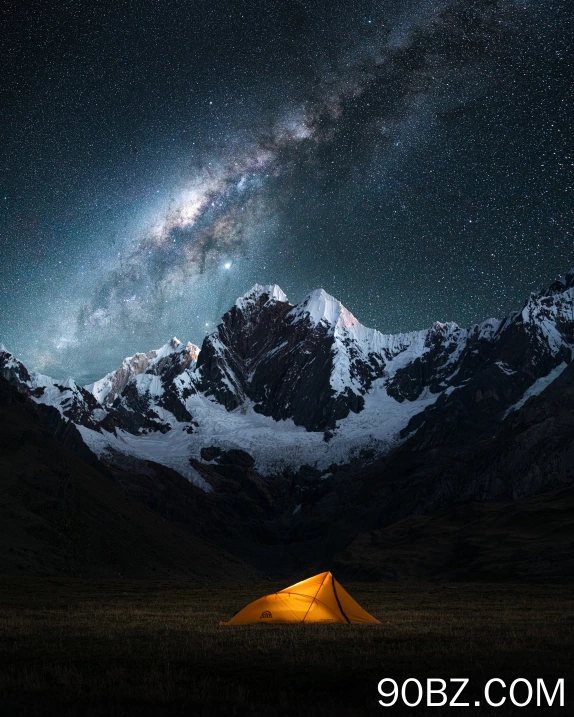 摄影 风景 自然 山脉 夜 雪 星夜 帐篷 星星   手机壁纸 4K壁纸