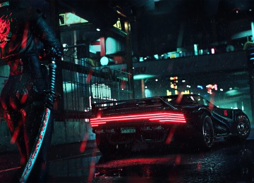 电子游戏 武士 汽车 雨 赛博朋克 电脑壁纸 4K壁纸  3840x2160
