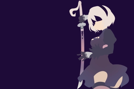 尼尔 机械纪元 游戏CG 极简主义 紫色背景  4K壁纸 3840x2160