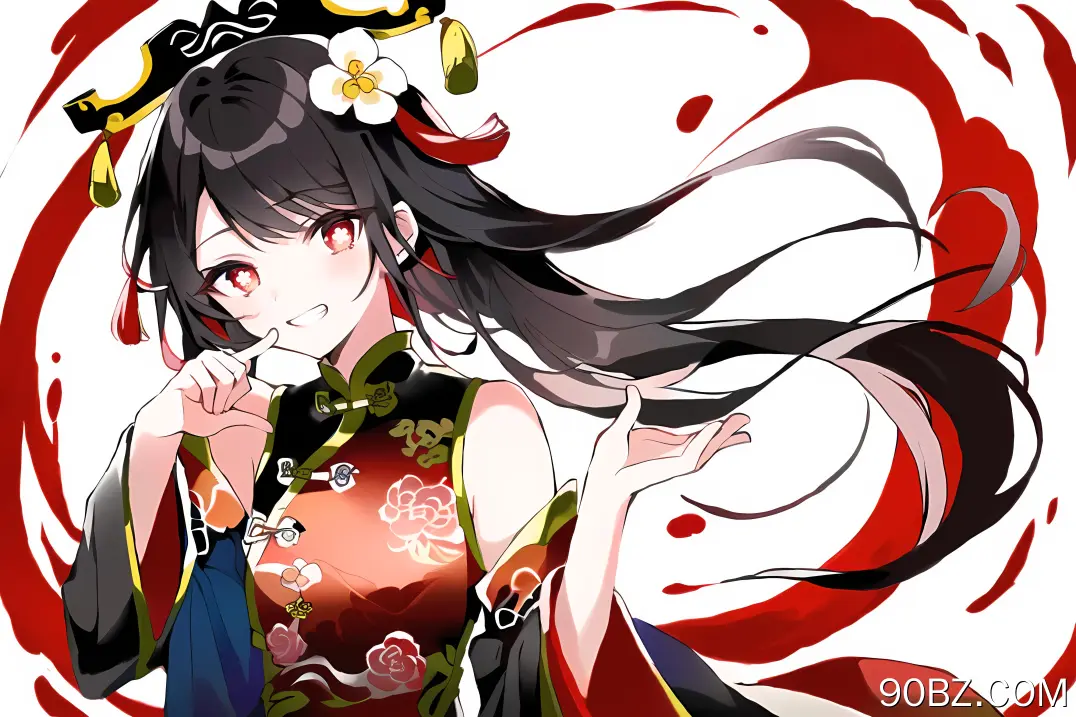 胡桃 原神 红眼睛 动漫女孩 黑发 中国服饰 头发 花  电脑壁纸 4K壁纸
