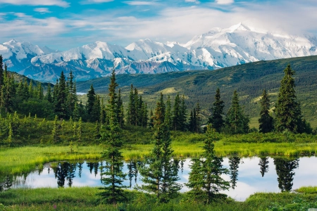 自然 风景 山脉 水 倒影 日光 树木 4K壁纸 3840x2160