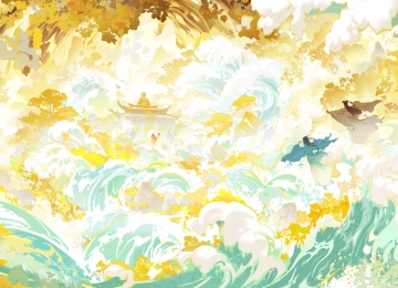 AI艺术 插图 奇幻艺术 彩色 环境 云 波浪 国风 绘画 艺术 电脑壁纸 4K壁纸  6101x2641