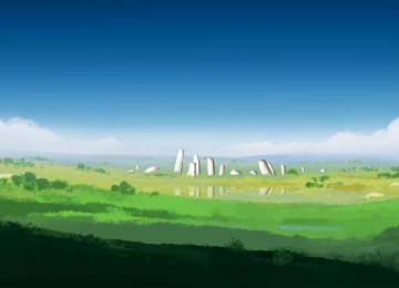优雅 AI艺术 图片 插图 环境 风景 田野 云 绿色 宽屏 天空 草地 4K壁纸  5640x2400