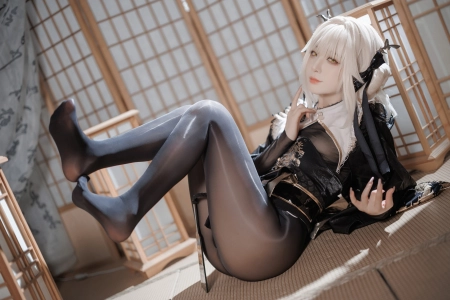 白发黑丝女神 Blanc胜利女神室内 cosplay模特 5472x3648