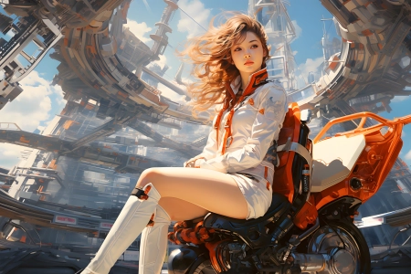 女人 机车 AI艺术 4K壁纸 3840x2160