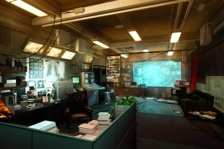 室内 未来 射线 办公室 游戏CG 科幻  电脑壁纸 4K壁纸 3840x2160
