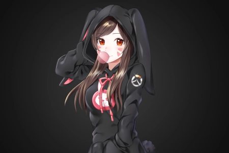 守望 深色头发 泡泡糖 兔耳朵 尾巴 电脑壁纸 4K壁纸 3840x2160