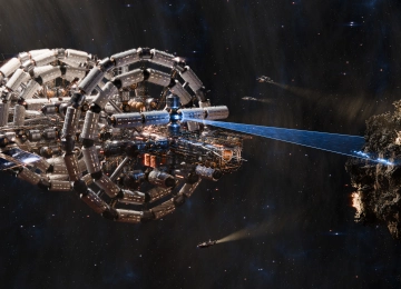 小行星 文明 圆顶 空间站 宇宙 飞船 4K壁纸  4096x2160