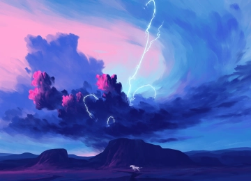 数字艺术 艺术品 插图 风景 自然 天空 云 风暴 闪电 马 电脑壁纸 4K壁纸  3840x2160