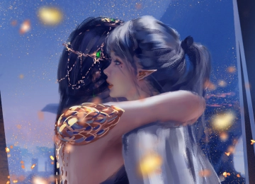女人 拥抱 公主 马尾辫 眼底痣 电脑壁纸 4K壁纸  4900x2910