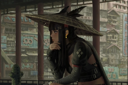 原创人物 奇幻女孩 黑发 帽子 动漫 动漫女孩 奇幻艺术 AI艺术  电脑壁纸 4K壁纸 3840x2160