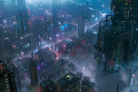 AI艺术 赛伯朋克 城市 概念艺术 插图 电脑壁纸 4K壁纸 5824x3264