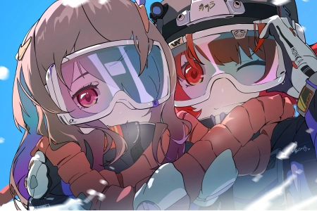 动漫女孩 动漫 滑雪 围巾  4K壁纸 7453x2423